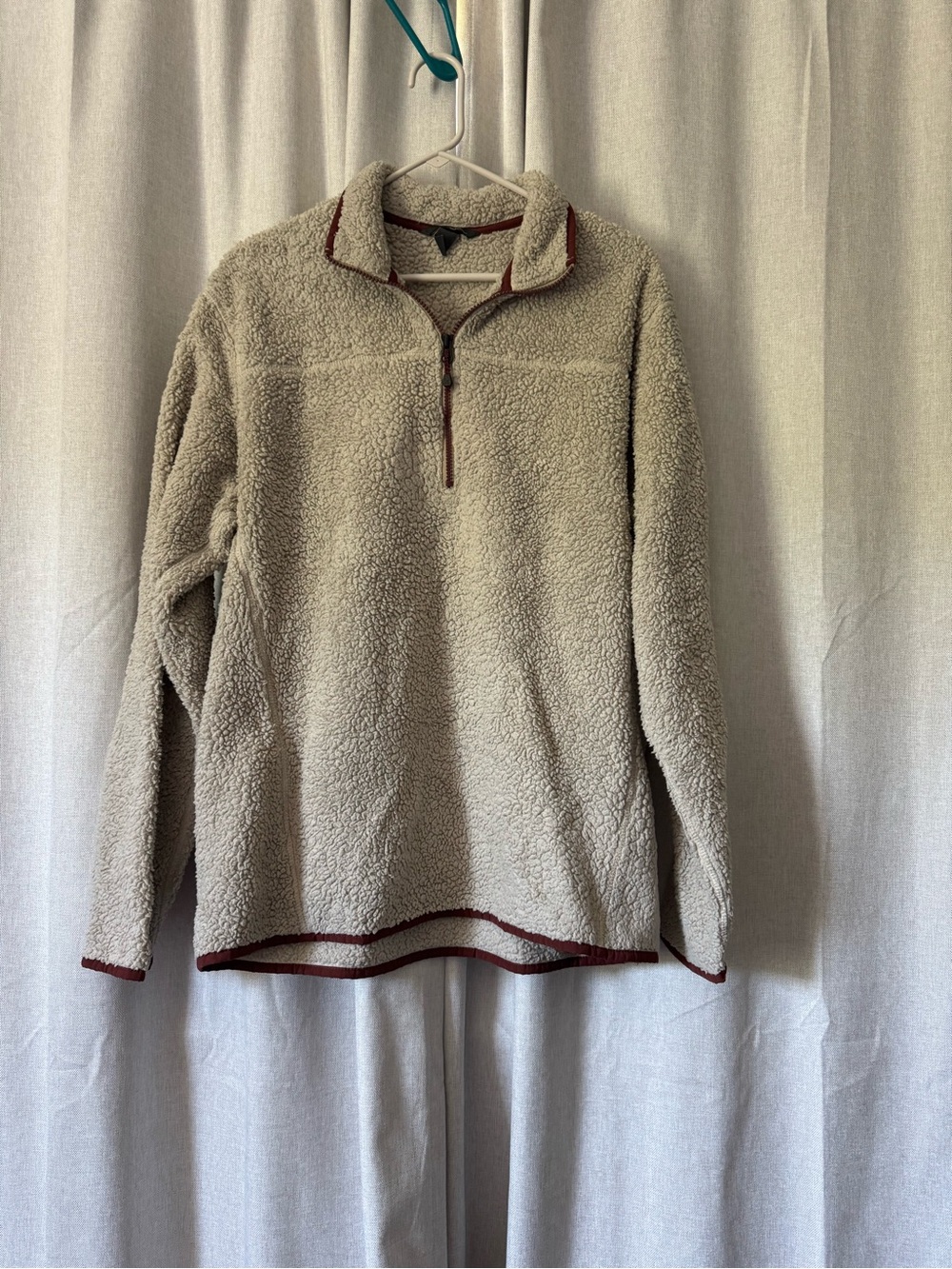 Eddie Bauer Cream Sherpa Quarter-Zip Pullover Sweater